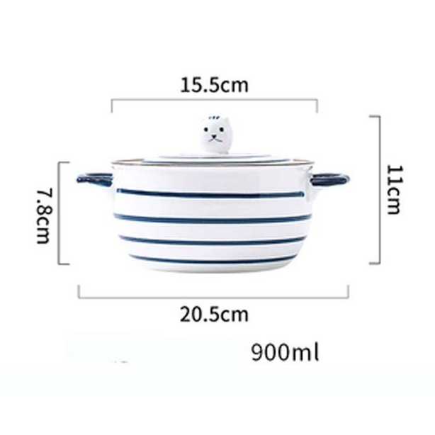 FANCITY Mangkok Keramik Bowl Japanese Style Model Stripe - TY-745