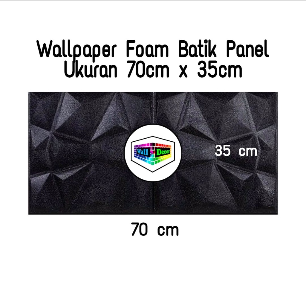 WD Wallpaper Foam Stiker 3D Batik Wall Panel Diamond Triangle Hitam Stiker Dinding Wall Paper Sticker-70cm x 35cm