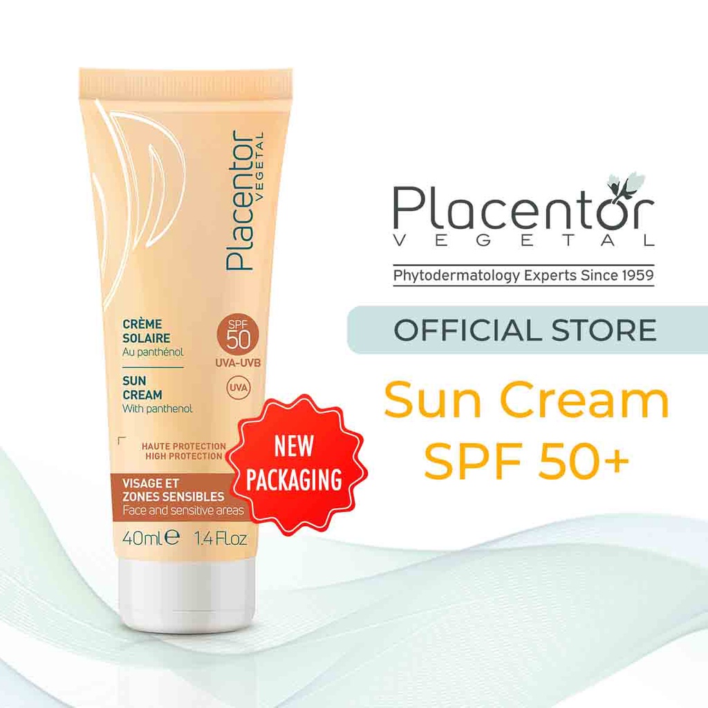 PLACENTOR - Sun Cream SPF 50+ 40ml – Tabir Surya Untuk Wajah, Melindungi Dari Radiasi Sinar UVA&UVB