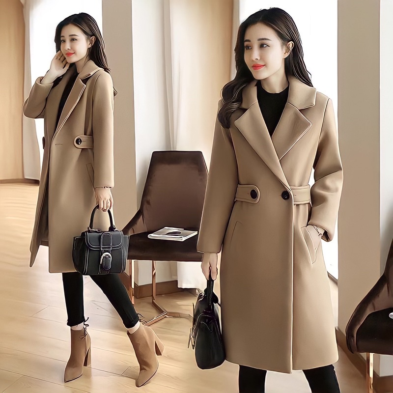 Jessie wool winter coat women big size brown mantel jumbo coklat cewek wanita import jaket jacket