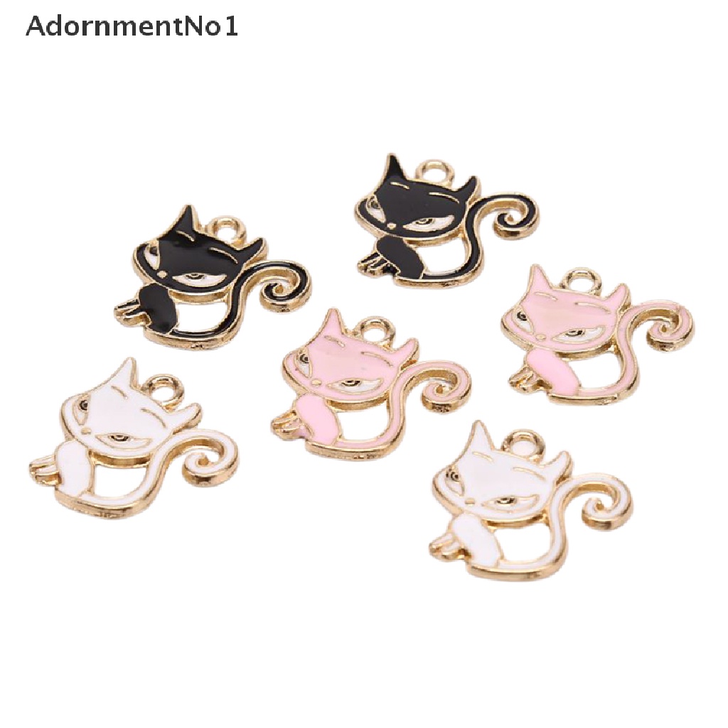 (AdornmentNo1) 10pcs / Set Liontin Bentuk Kucing Bahan Alloy Untuk Kerajinan Tangan DIY