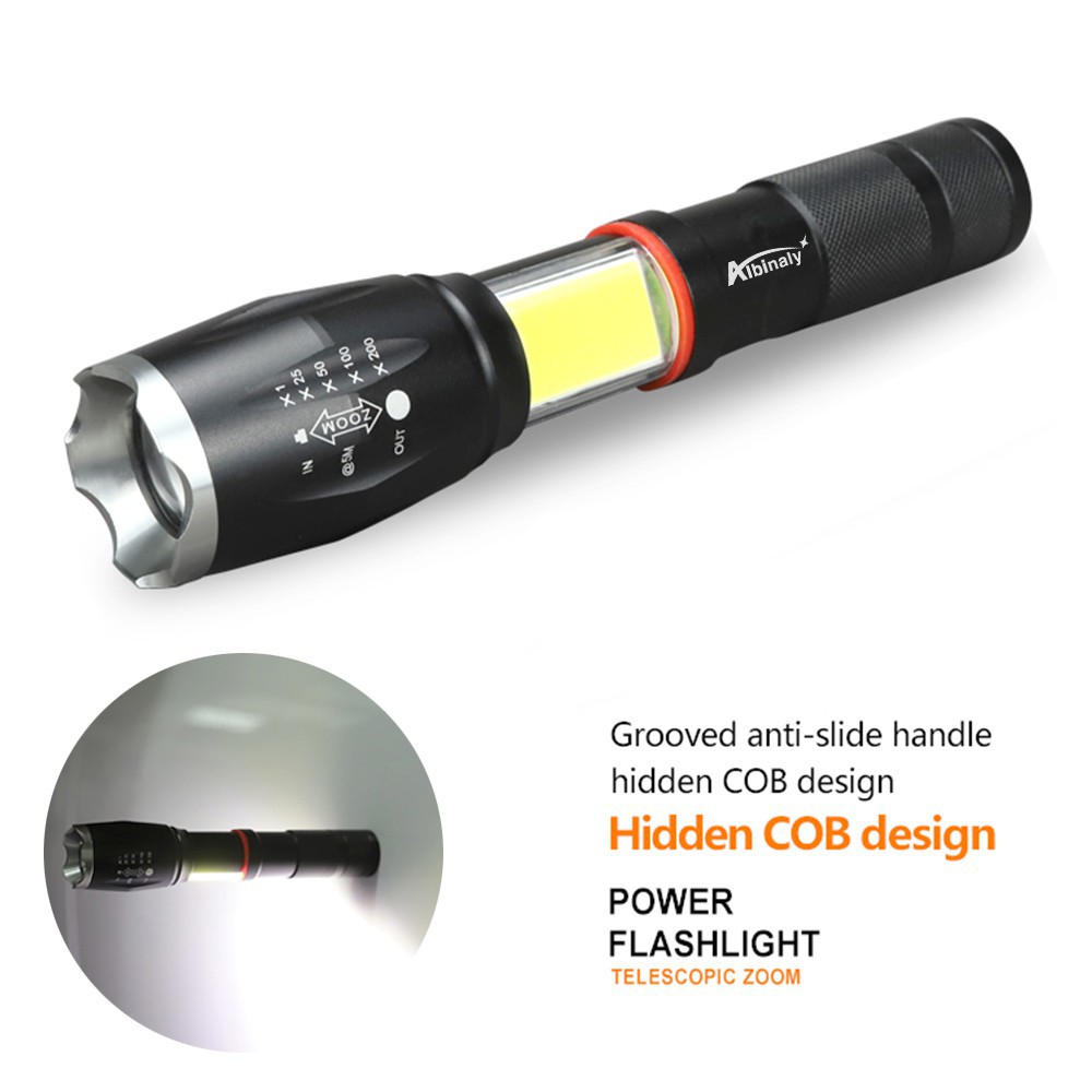 Paket Senter LED Torch Cree XM-L T6 8000 Lumens + Charger + Box TaffLED E17 COB Grab medan