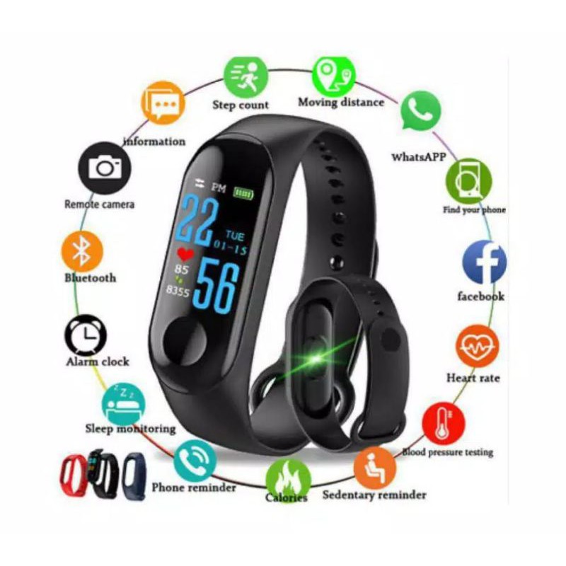 Smartwatch / Smartband / Smart bracelet / Jam tangan pintar M4 original Warna Hitam