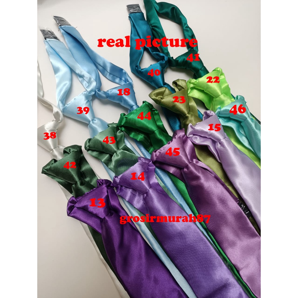 Dasi slim standart polos silk satin premium hitam merah biru gold pink tosca putih ready stok