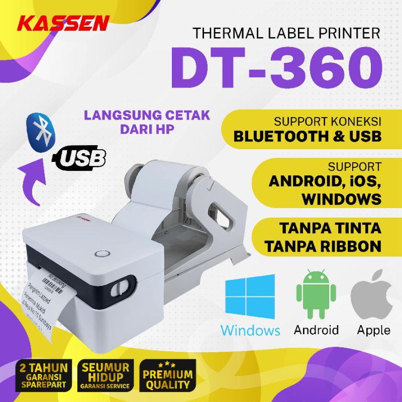 PRINTER LABEL PENGIRIMAN, BARCODE STICKER KASSEN - BLUETOOTH &amp; USB