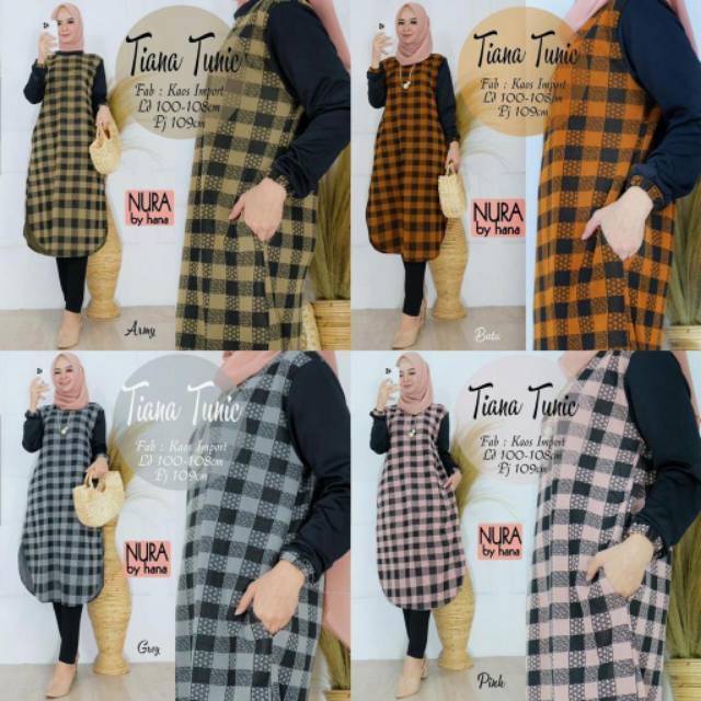 TIANA TUNIK KAOS IMPORT  LD 106CM PJ 119CM QUEENA TUNIK  