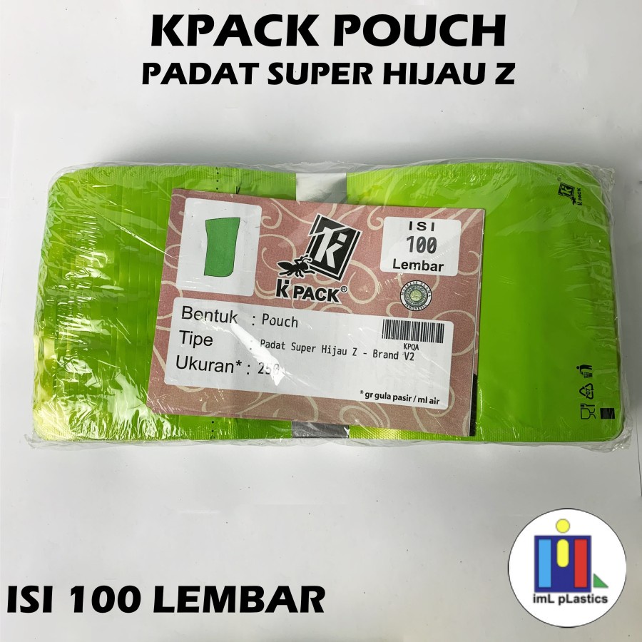 K pack Standing Pouch Hijau Super Aluminium Foil 250gr - per pcs / lembar