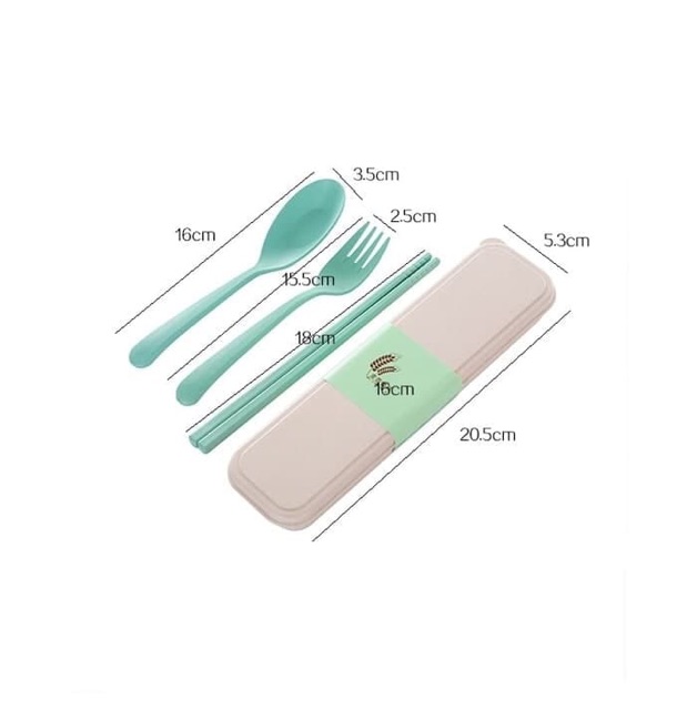 SET SENDOK GARPU SUMPIT + TEMPAT Bekal Anak TRAVEL BAHAN GANDUM JERAMI Set Travel