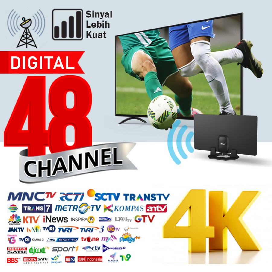 PX UDA-2100A Antena TV Digital Analog Indoor Dinding DVB-T2 + Booster / UDA 2100A / UDA2100