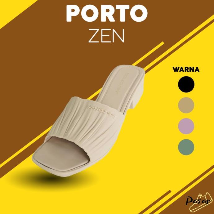 Sandal Hak Wanita Selop Porto Lady Zen Sandal Kantor Casual Tinggi 3Cm