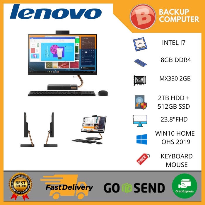 LENOVO AIO 5 24IMB05 AIO i7 VGA Hybrid W10 TOUCH Black (F0FB009PID)