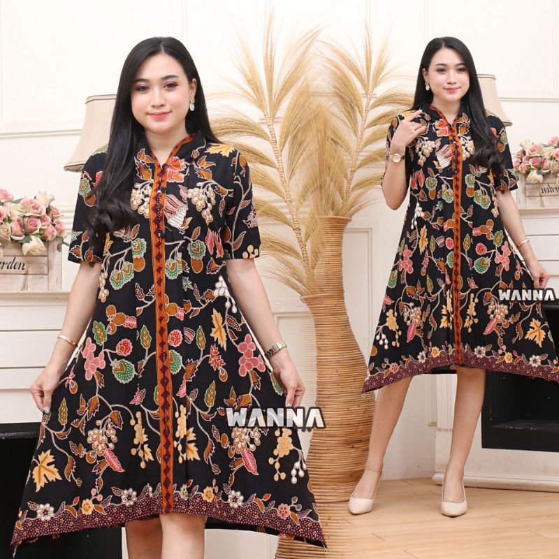 Model DRESS BATIK SELUTUT TERBARU dress wanita elegan modern