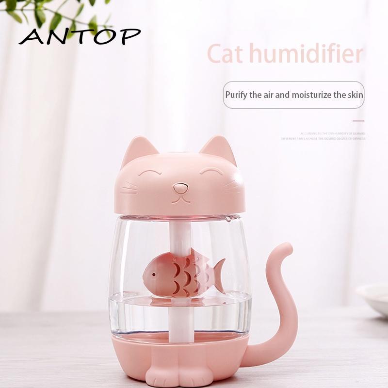 Humidifier Diffuser Aromaterapi Purifier Lampu 350ML Tidur Usb Anak Kucing ANTOP