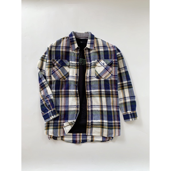plaid wool plaid flanel second brand kemeja flanel preloved