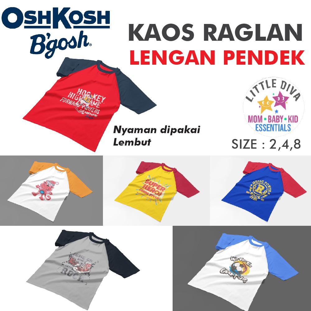 1pcs KAOS RAGLAN COWOK Size 2,4,8t TEE BOY - Kaos Anak Cowo Murah reglan putih merah abu hitam