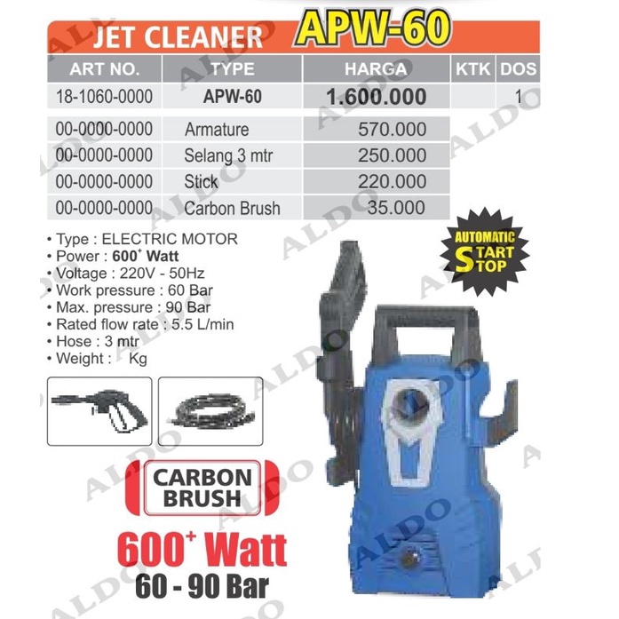 MESIN STEAM CUCI SALJU MOBIL MOTOR ALDO APW 60 JET CLEANER