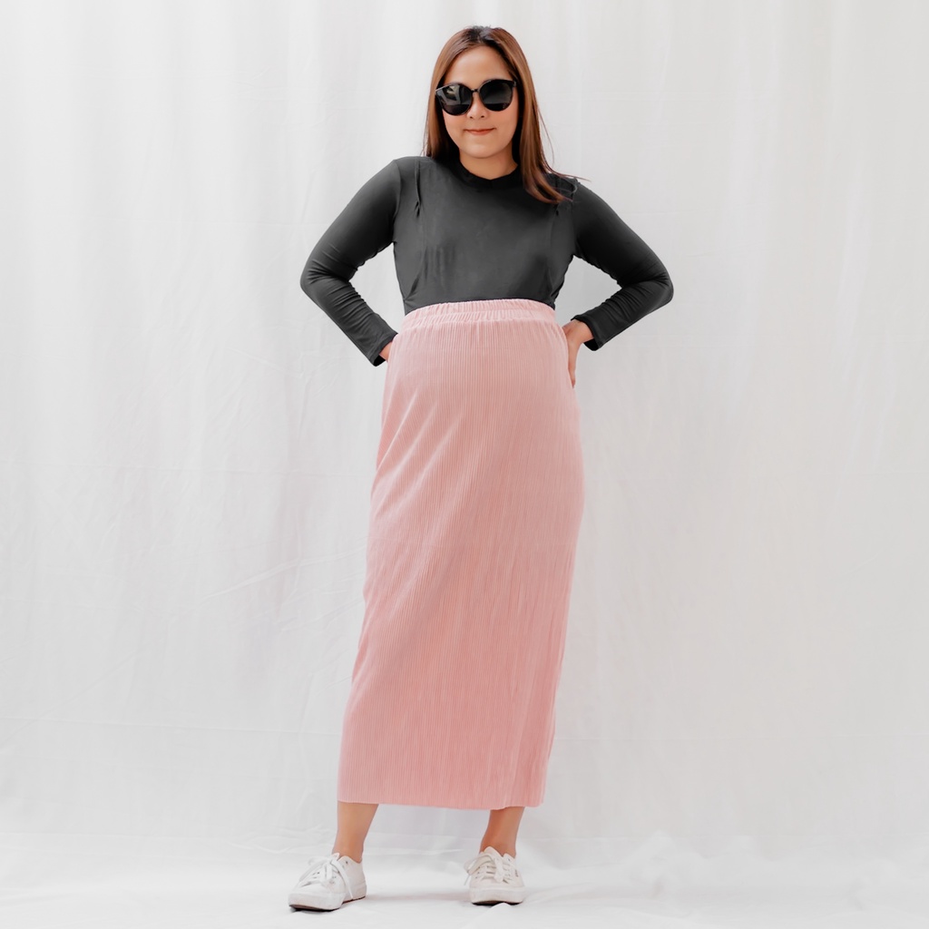 Bajuboo Seira - Skirt, Rok Span JUMBO Bumil Friendly Plisket Lidi Premium Elastis