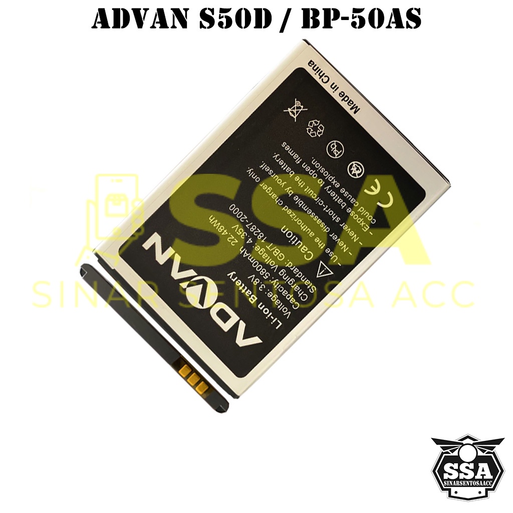 Baterai Original Double Power Advan S50D BP-50AS 5800 mAh BP50AS s50d Batre Batrai Batrei Battery Ori HP Batu Batere Garansi Murah Awet Garansi