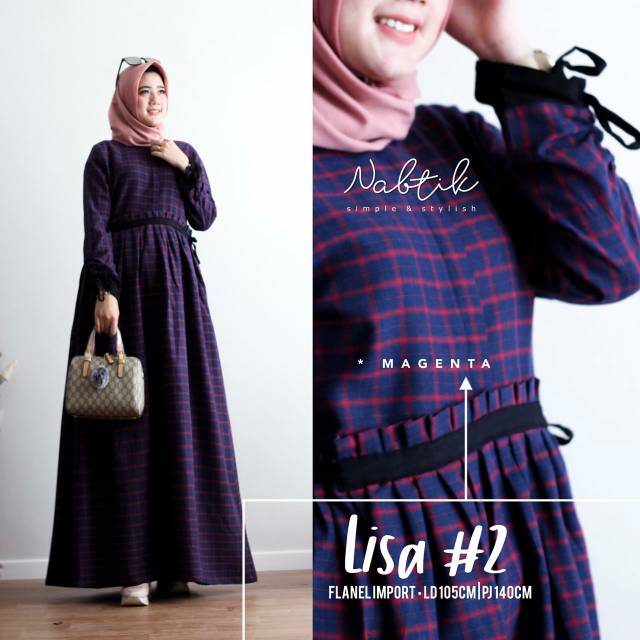 BAJU WANITA GAMIS SYAR'I DRESS FLANEL LISA 2 MAXI