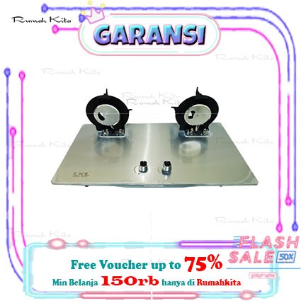 Kompor 2 Tungku POWERCOOK Premium | Kompor Tanam 2 Tungku LKL Premium Stainles Steel Buka Tutup