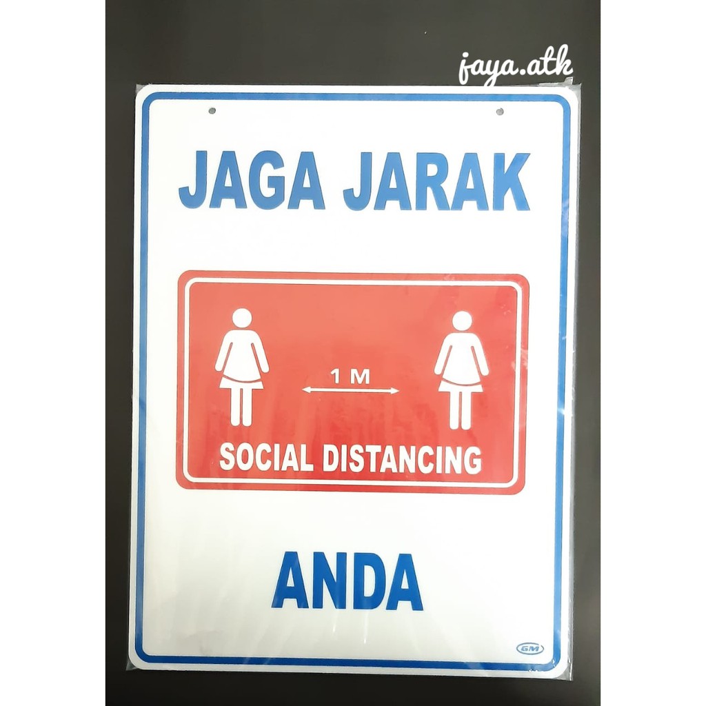 PAPAN TANDA JAGA JARAK AKRILIK SIGN BOARD TEMPEL LABEL SOCIAL DISTANCE JAGA JARAK 1 METER