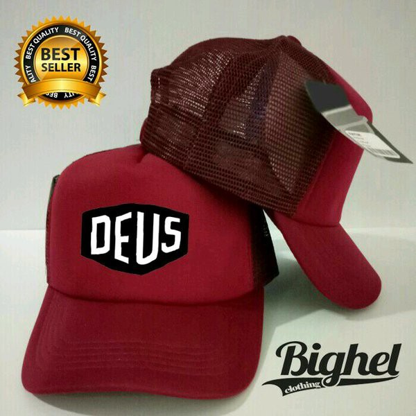 TOPI TRUCKER DEUS MERAH MAROON