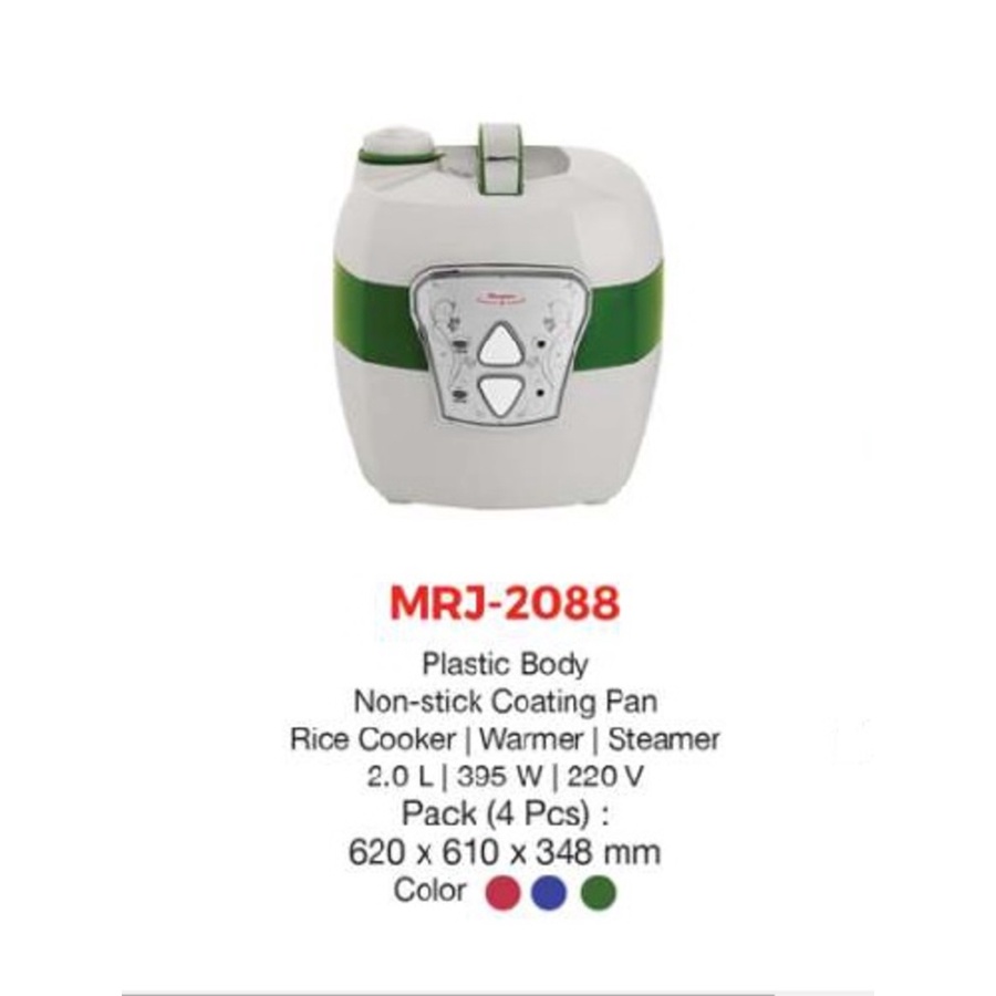 MASPION Magic Com / Rice Cooker 2 Liter Ceramic Plus MRJ 2088 - Garansi Resmi 1 Tahun