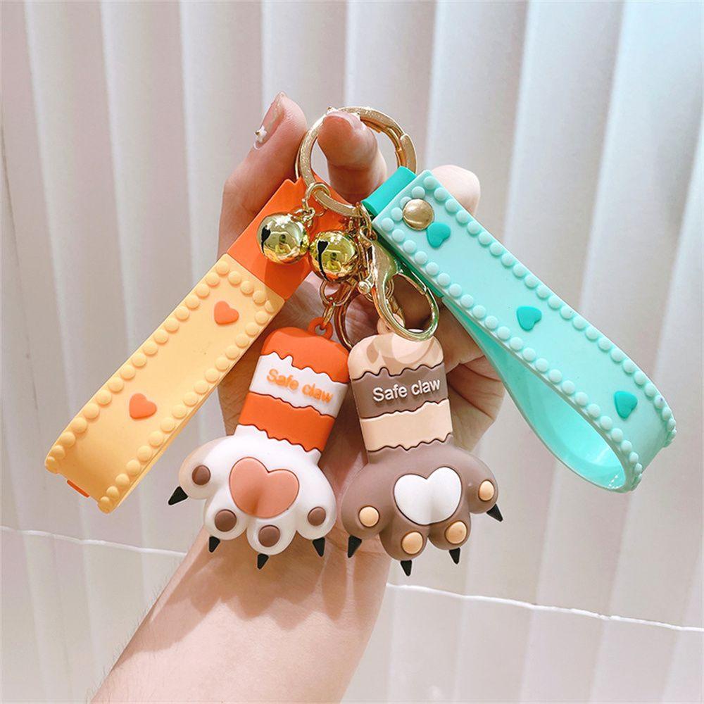 Lanfy Gantungan Kunci Kaki Kucing Kemasan Dekorasi Fashion Dengan Bell Gantungan Kunci Perhiasan Hadiah Ransel Liontin Fortune Paw