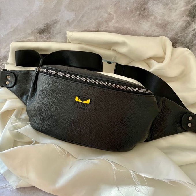 TAS SELEMPANG KULIT ASLI / WAIST BAG IMPORT KULIT ASLI UNISEX - FEND! POLOS