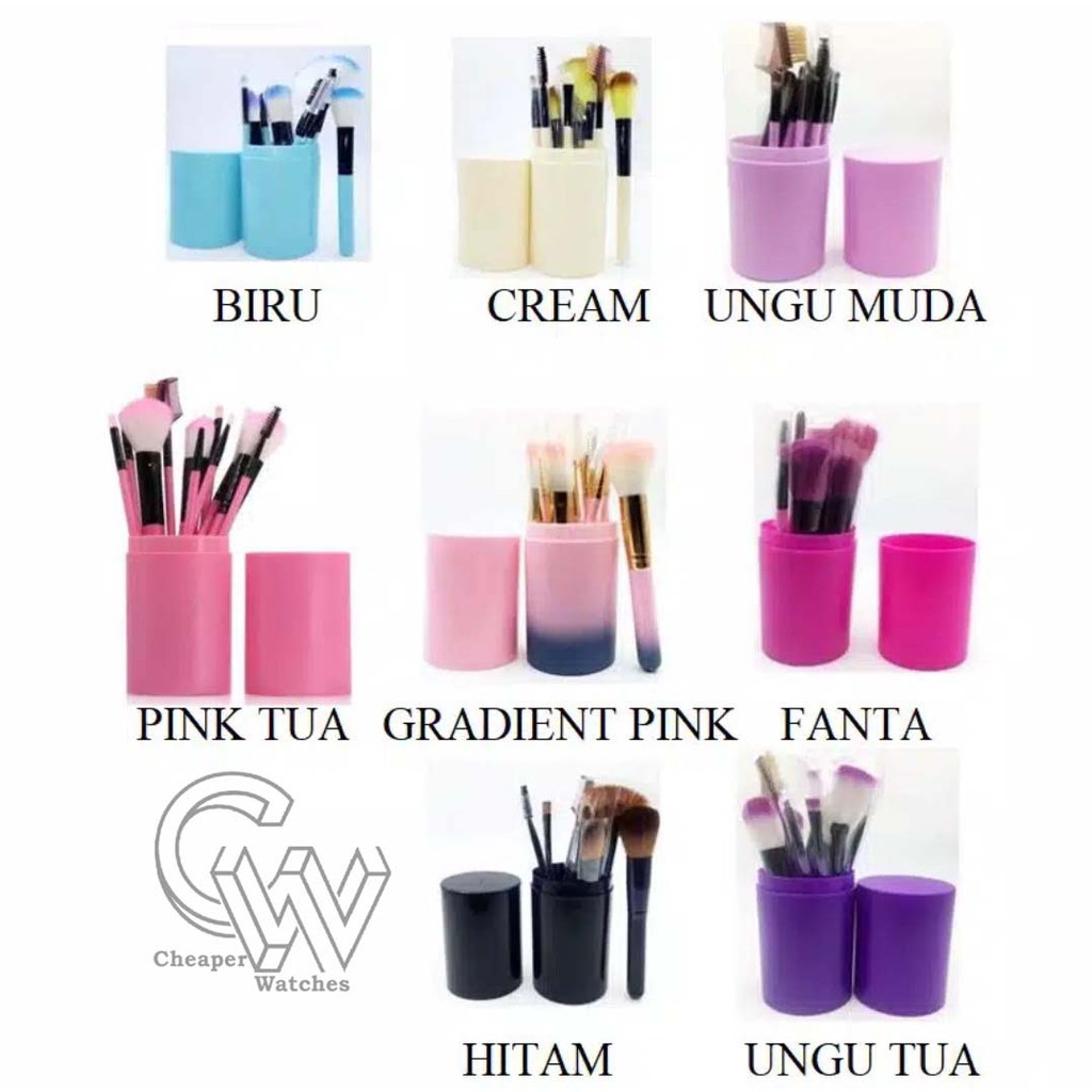 Cheaper-Kuas Make Up Tabung 12pcs Make Up Brush 12 Set In 1 Tube Import Murah