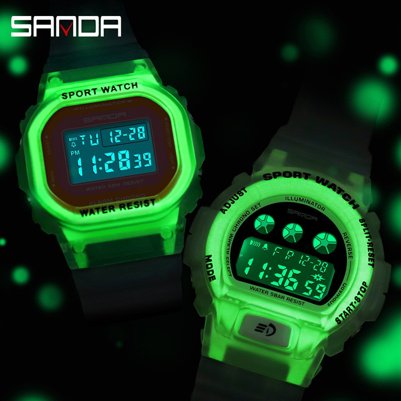 SANDA 2117 Jam Tangan Pria Digital Luminous Tali Rubber Shockproof Anti Air WATCHKITE WKOS