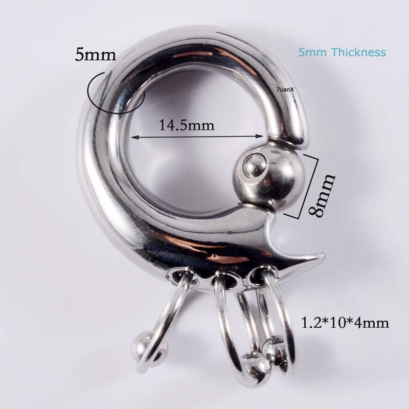 1 Piece Lobe Piercing Plug Earrings Captive Bead Ring Spring Bead Stainless Steel Hip Hop Style