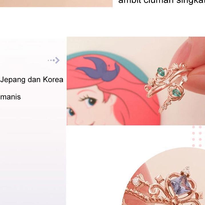 【COD】【Ready stock】❤️Disney Style Cincin Princess Ring 925 Perak Korea Disesuaikan Hadiah Lloyd Luxur