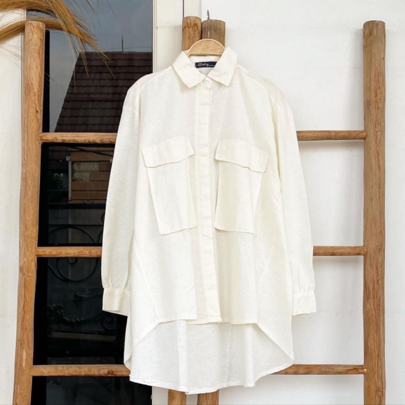 GFS LINEN POCKET TUTUP OVERSIZE SHIRT