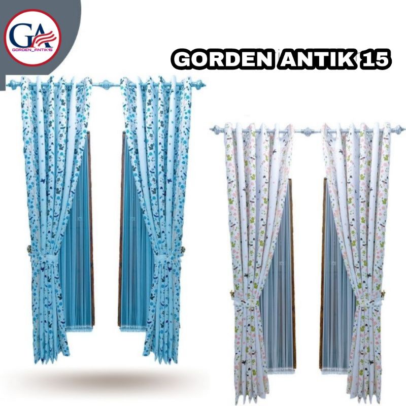 Gorden Blackout Blazzer Import Motif Burung Pink Biru