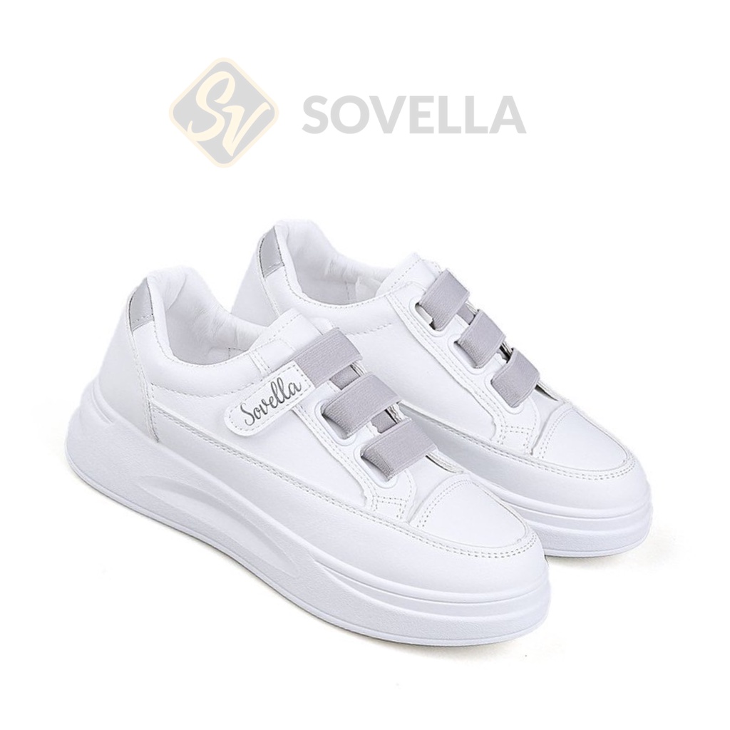 SOVELLA Joice Sepatu Sneakers Simple Putih Abu-Abu Wanita Import-3