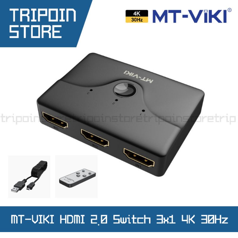 MT-VIKI HDMI Switch 3 Port 4K HDMI 2.0 Switcher 3 in 1 + Remote