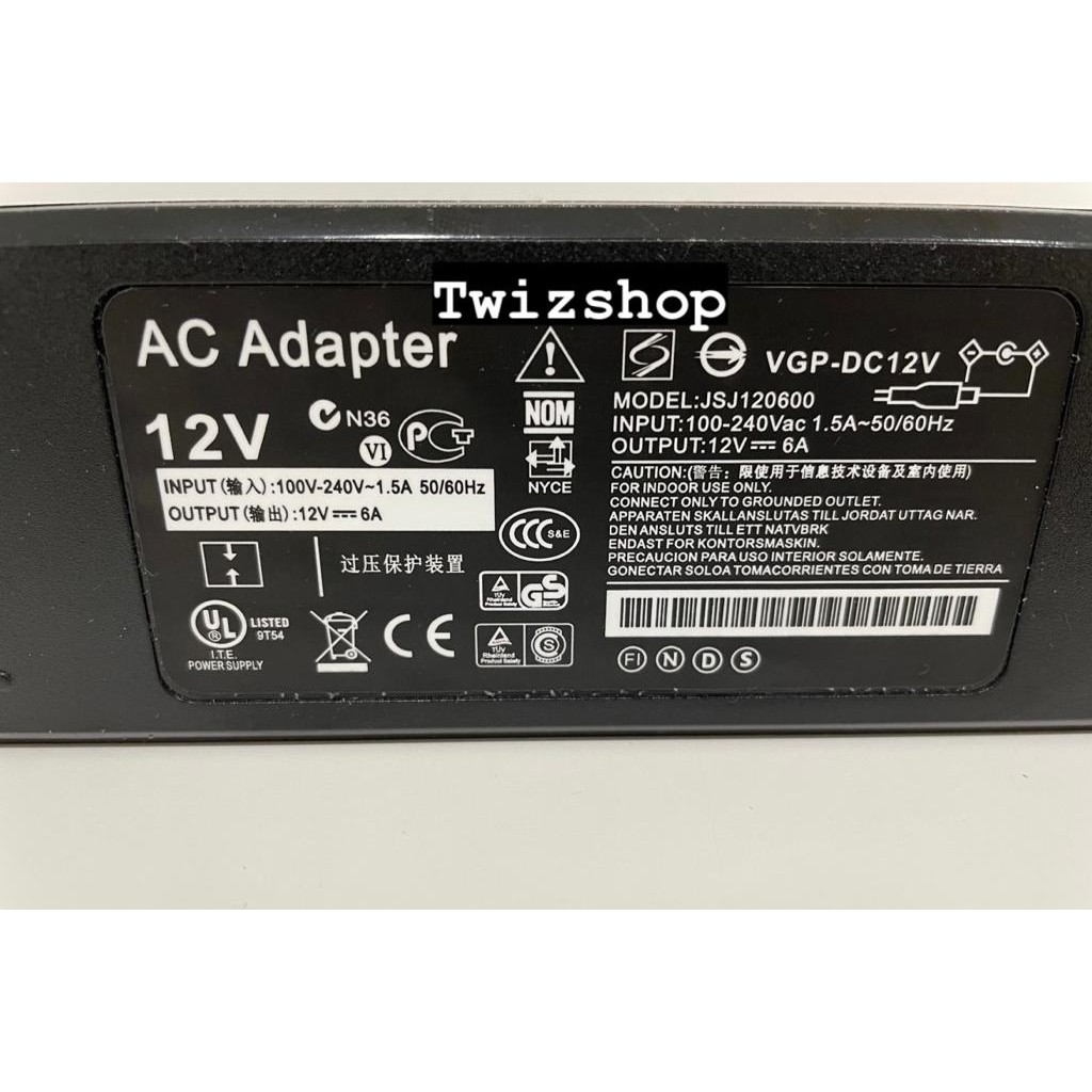 Adaptor 12V 6A / Power Supply DC 12 Volt 6 Ampere