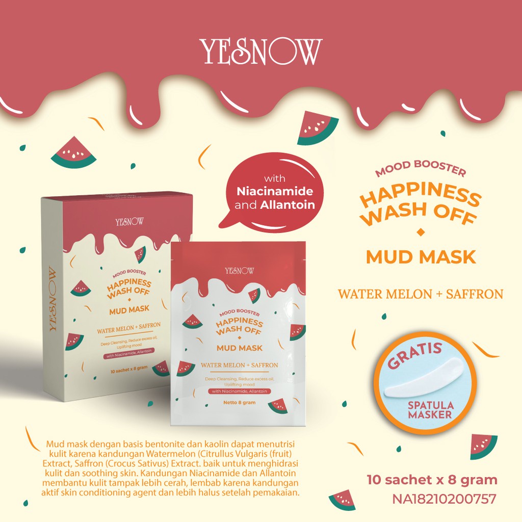 READY!! YESNOW RELAXING WASH MUD MASK SACHET - MASKER WAJAH YESNOW BPOM