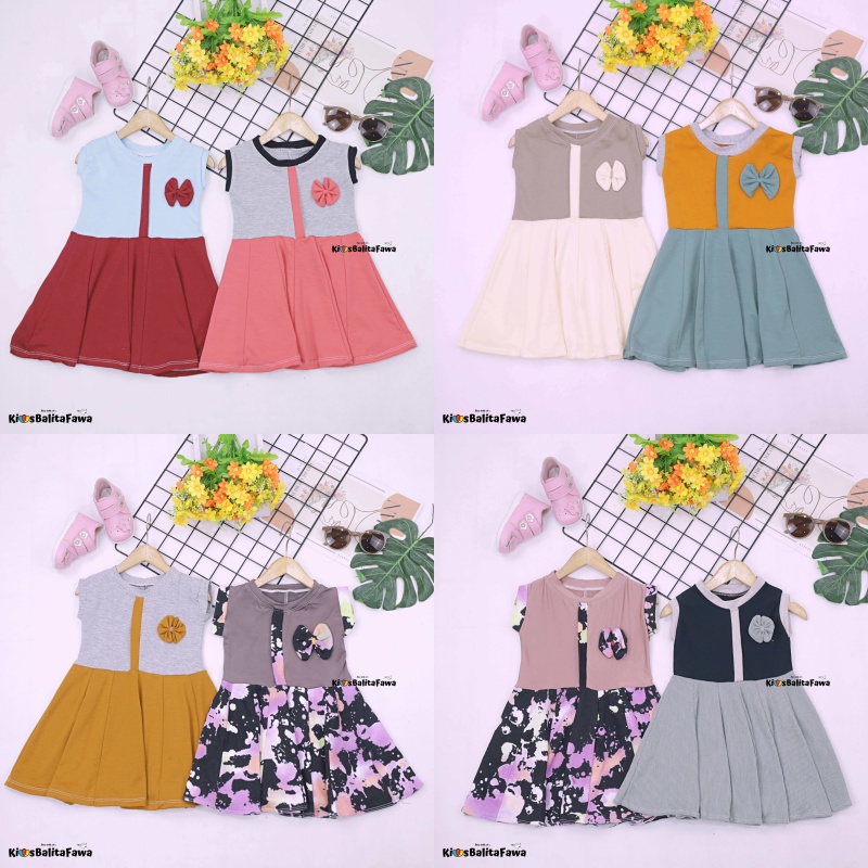 Dress Bilqis uk 1-2 Tahun / Dres Yukensi Murah Grosir Baju Anak Perempuan Harian Gaun Pesta Pakaian