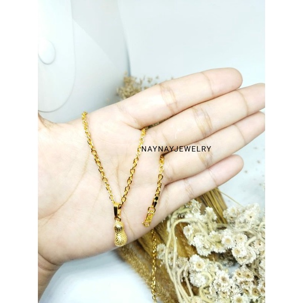 kalung medan+liontin kacang 45cm ( koin 91) warna mirip emas 24k