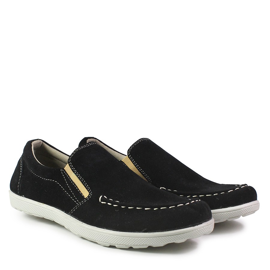 COD Sepatu Selop Pria Kickers Askos Hitam Suede Slop Formal Kasual Kerja Sepatu Slip On Santai Cowok