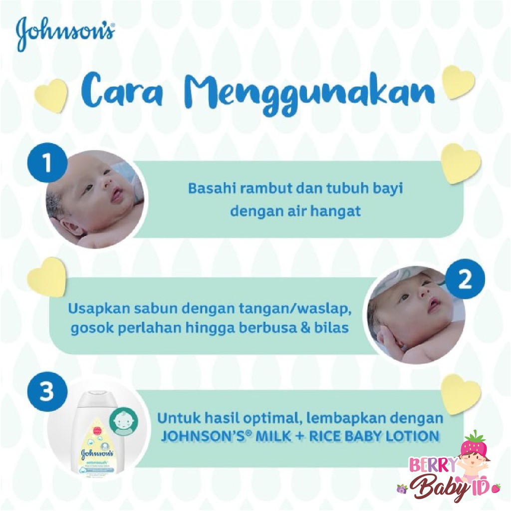 Johnson's Milk and Rice Hair &amp; Body Baby Bath Shampo Sabun Bayi Refill 200 ml Berry Mart