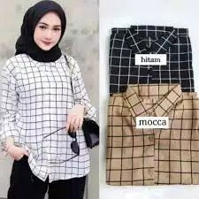 Atasan Kemeja Wanita Dewasa Motif Kotak / Atasan Kemeja Wanita / Kemeja Wanita Monalisa Kotak