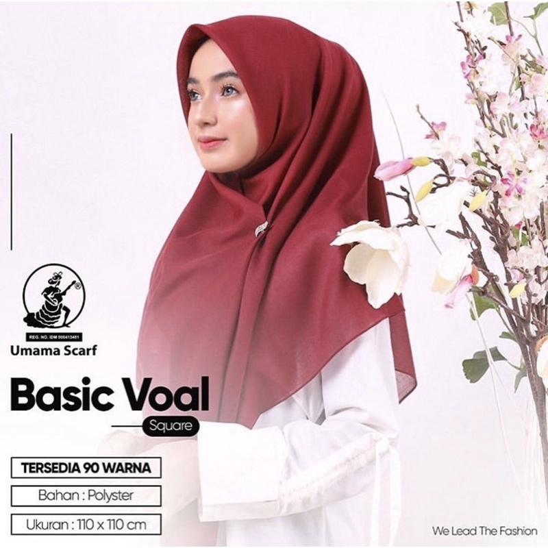 Hijab Segiempat Basic Voal ori by Umama scarf / Kerudung Basic voal umama jahit tepi