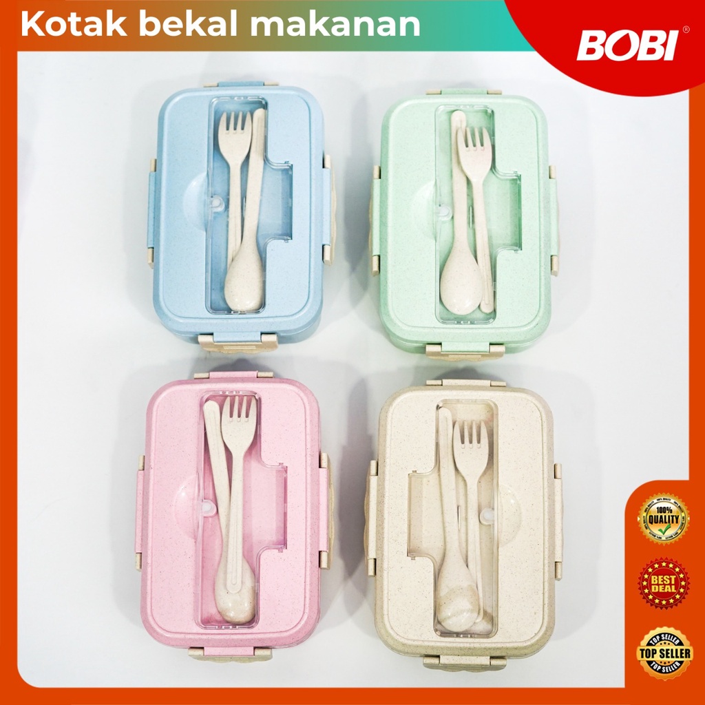 Tempat Bekal Makanan Set 1000ML  /  Lunch Box Set / Kotak Bekal Makan ​1000ml  Free Sendok,Garpu Tanpa gagang