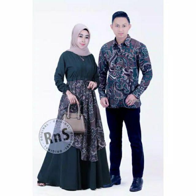 Batik Couple Keluarga Gamis Polos Syari Terbaru