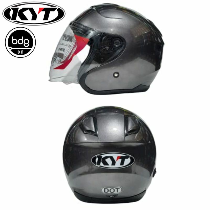 HELM KYT KYOTO SOLID ABU GUNMETAL GLOSS SNI DOT ORIGINAL