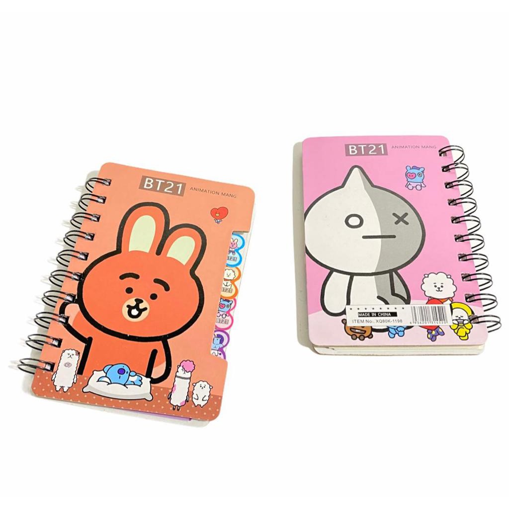 BUKU NOTES SPIRAL SET A7 BT21 BLUE PARIS PINK LOL PURPLE