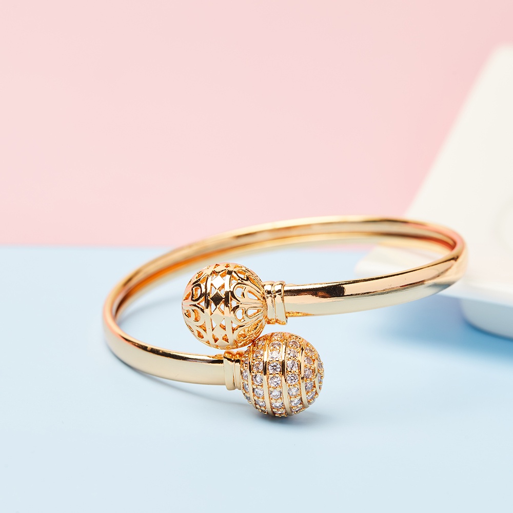 Y071 Gelang Wanita Model Baru Emas/Titanium/Anti Luntur Gelang Dewasa Murah Mata Zirkon Gelang Lapis Emas Imitasi-H